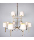 California 12-Lt kristallkrona mässing/tyg 127 cm Mullan Lighting California 12-Lt kristallkrona mässing/tyg 127 cm