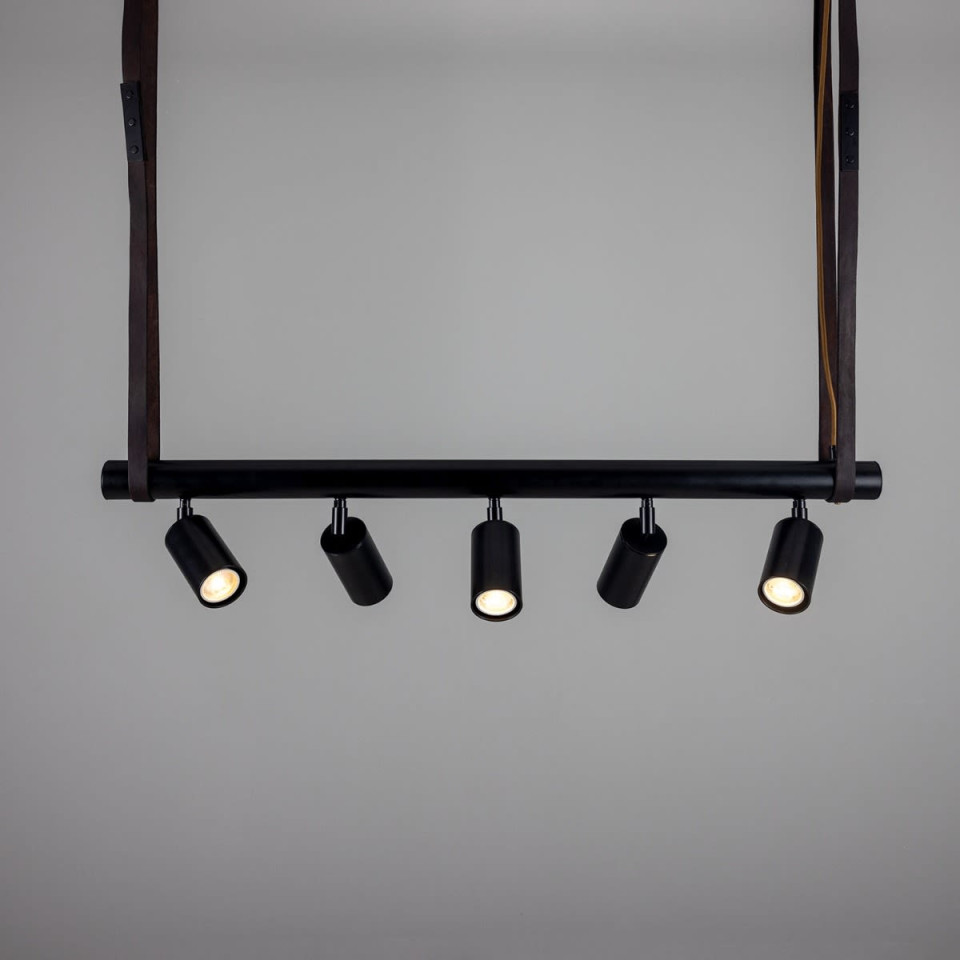 Holmes 5-Lt Linear Ceiling Light Brass/Matte Black 100 cm Mullan Lighting Holmes 5-Lt Linear Ceiling Light Brass/Matte Black 100 cm