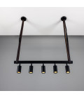 Holmes 5-Lt Linear Ceiling Light Brass/Matte Black 100 cm Mullan Lighting Holmes 5-Lt Linear Ceiling Light Brass/Matte Black 100 cm