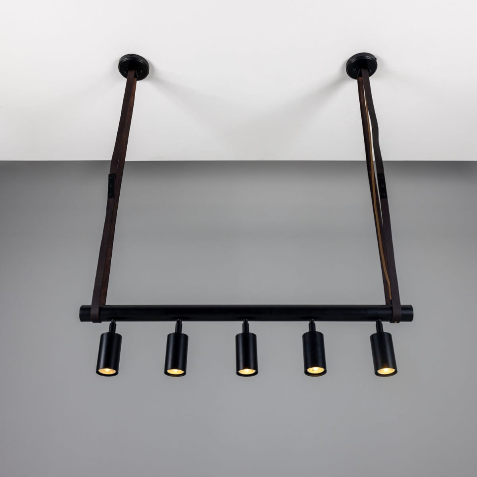 Holmes 5-Lt Linear Ceiling Light Brass/Matte Black 100 cm Mullan Lighting Holmes 5-Lt Linear Ceiling Light Brass/Matte Black 100 cm