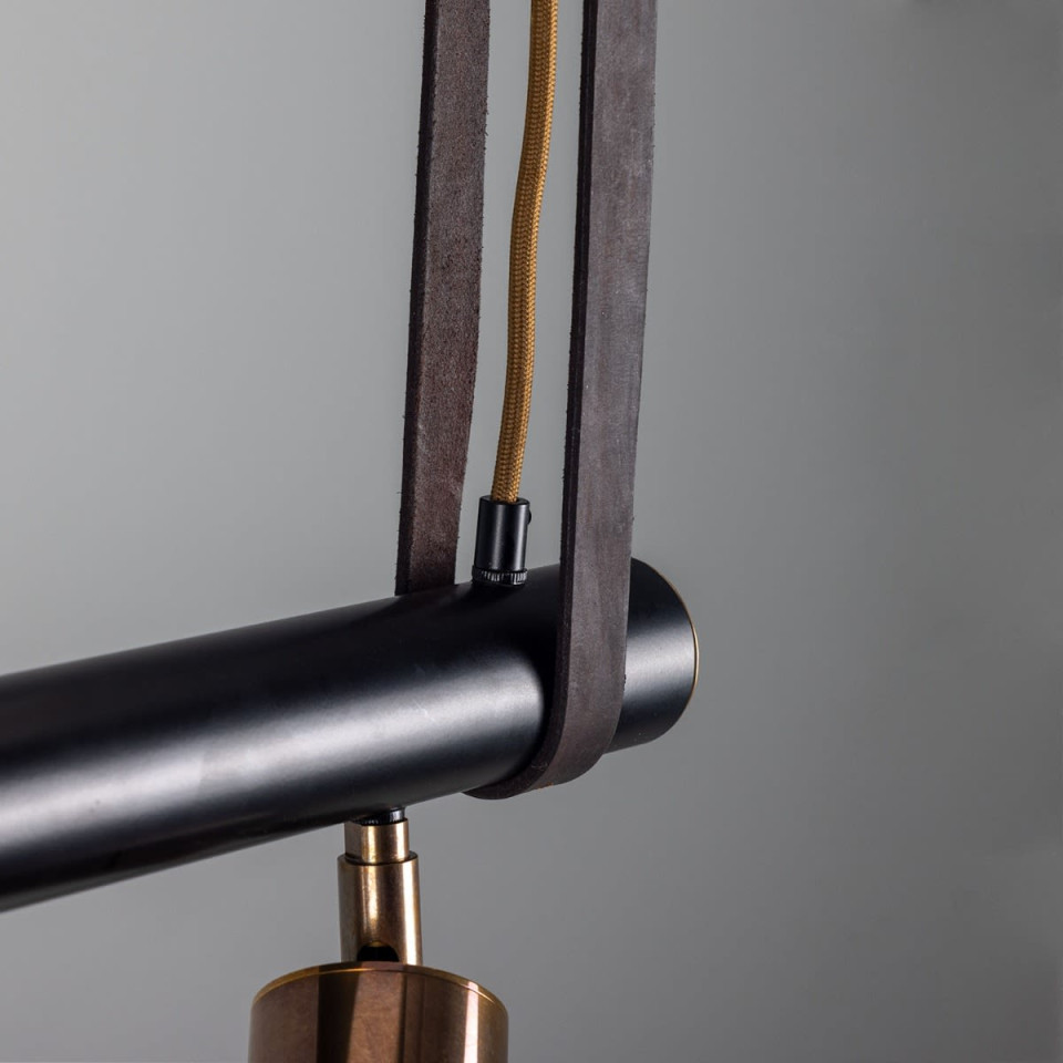 Holmes 5-Lt Linear Ceiling Light Brass/Matte Black 100 cm Mullan Lighting Holmes 5-Lt Linear Ceiling Light Brass/Matte Black 100 cm