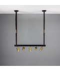 Holmes 5-Lt Linear Ceiling Light Brass/Matte Black 100 cm Mullan Lighting Holmes 5-Lt Linear Ceiling Light Brass/Matte Black 100 cm