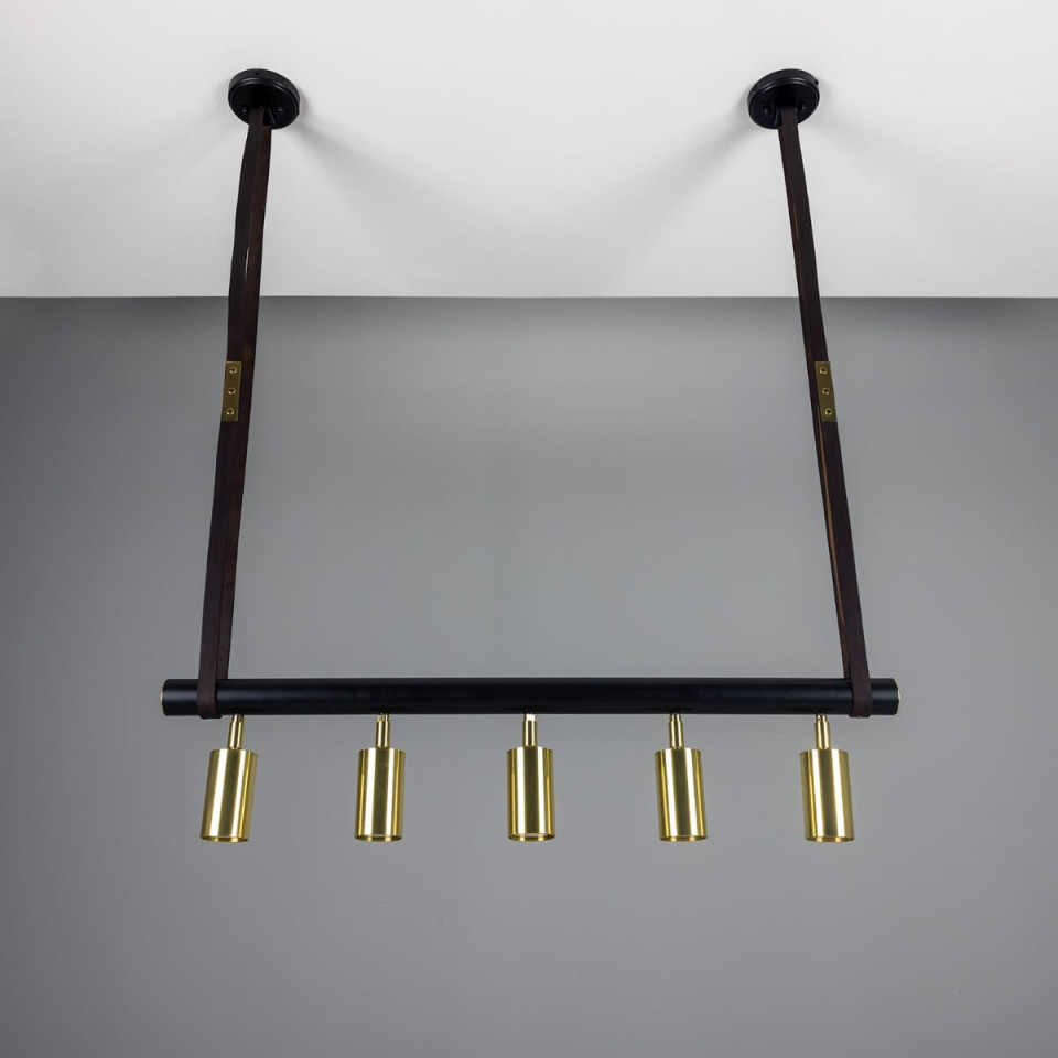 Holmes 5-Lt Linear Ceiling Light Brass/Matte Black 100 cm Mullan Lighting Holmes 5-Lt Linear Ceiling Light Brass/Matte Black 100 cm