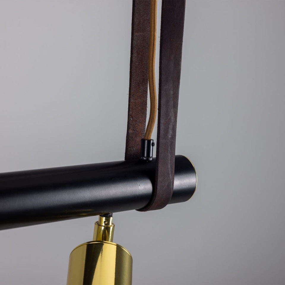 Holmes 5-Lt Linear Ceiling Light Brass/Matte Black 100 cm Mullan Lighting Holmes 5-Lt Linear Ceiling Light Brass/Matte Black 100 cm