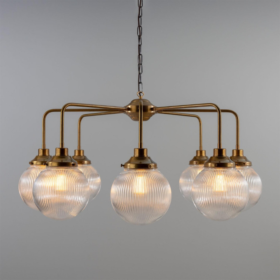 Genua 8-ljus ljuskrona mässing/prismatiskt glas 109 cm