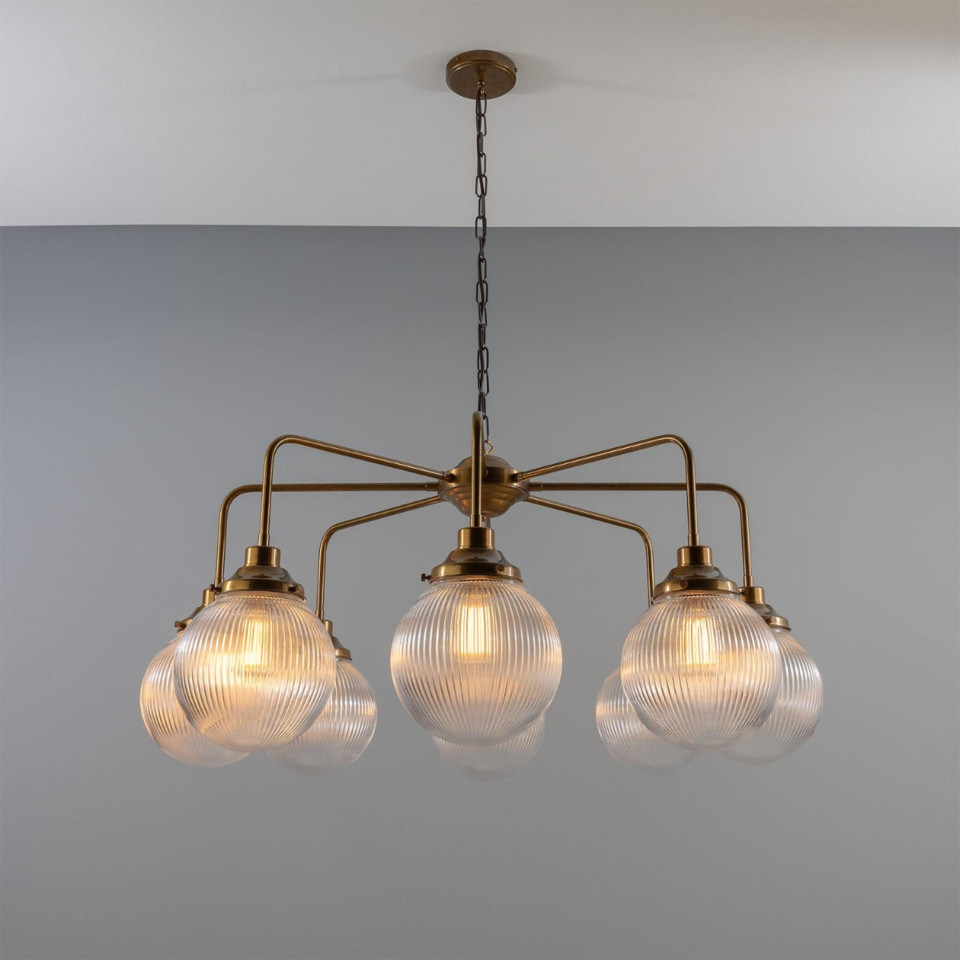 Genua 8-ljus ljuskrona mässing/prismatiskt glas 109 cm