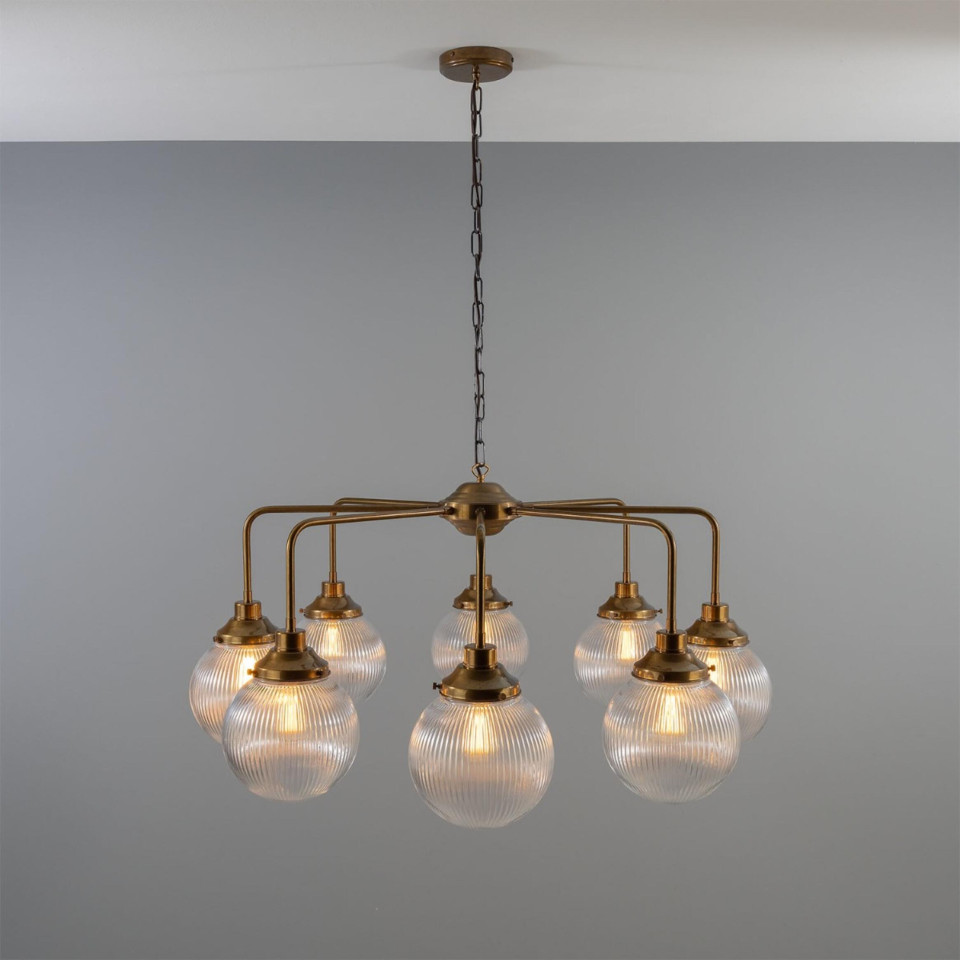 Genua 8-ljus ljuskrona mässing/prismatiskt glas 109 cm