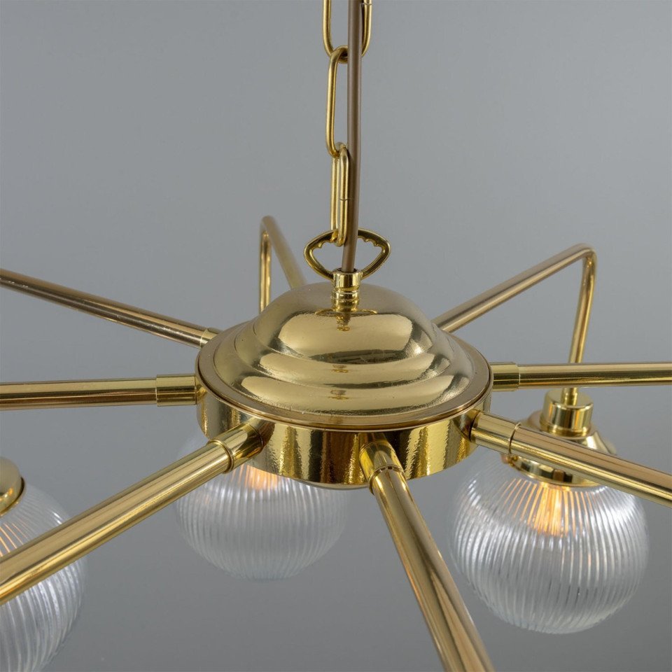 Genua 8-ljus ljuskrona mässing/prismatiskt glas 109 cm