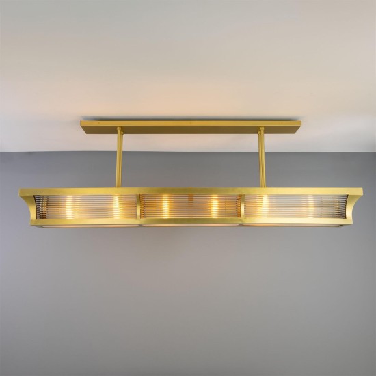 Lestrade linjär ljuskrona i mässing/glas 192 cm