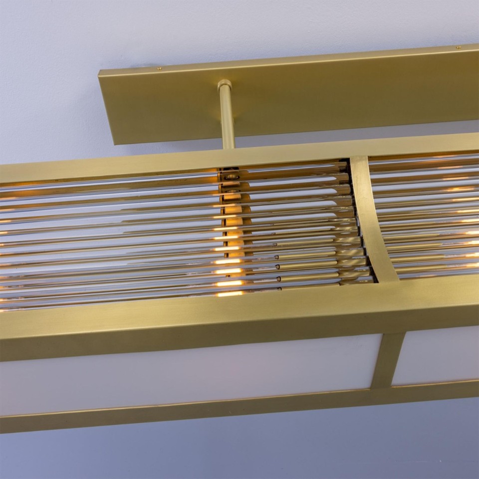 Lestrade linjär ljuskrona i mässing/glas 192 cm