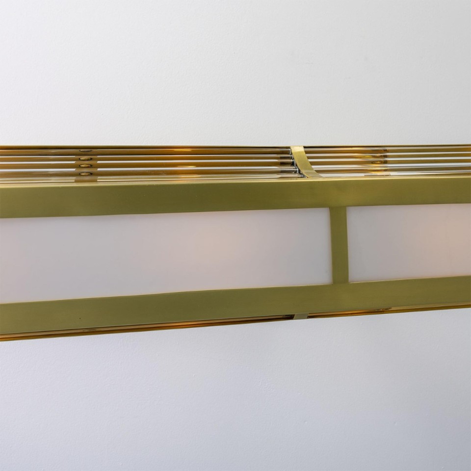 Lestrade linjär ljuskrona i mässing/glas 192 cm