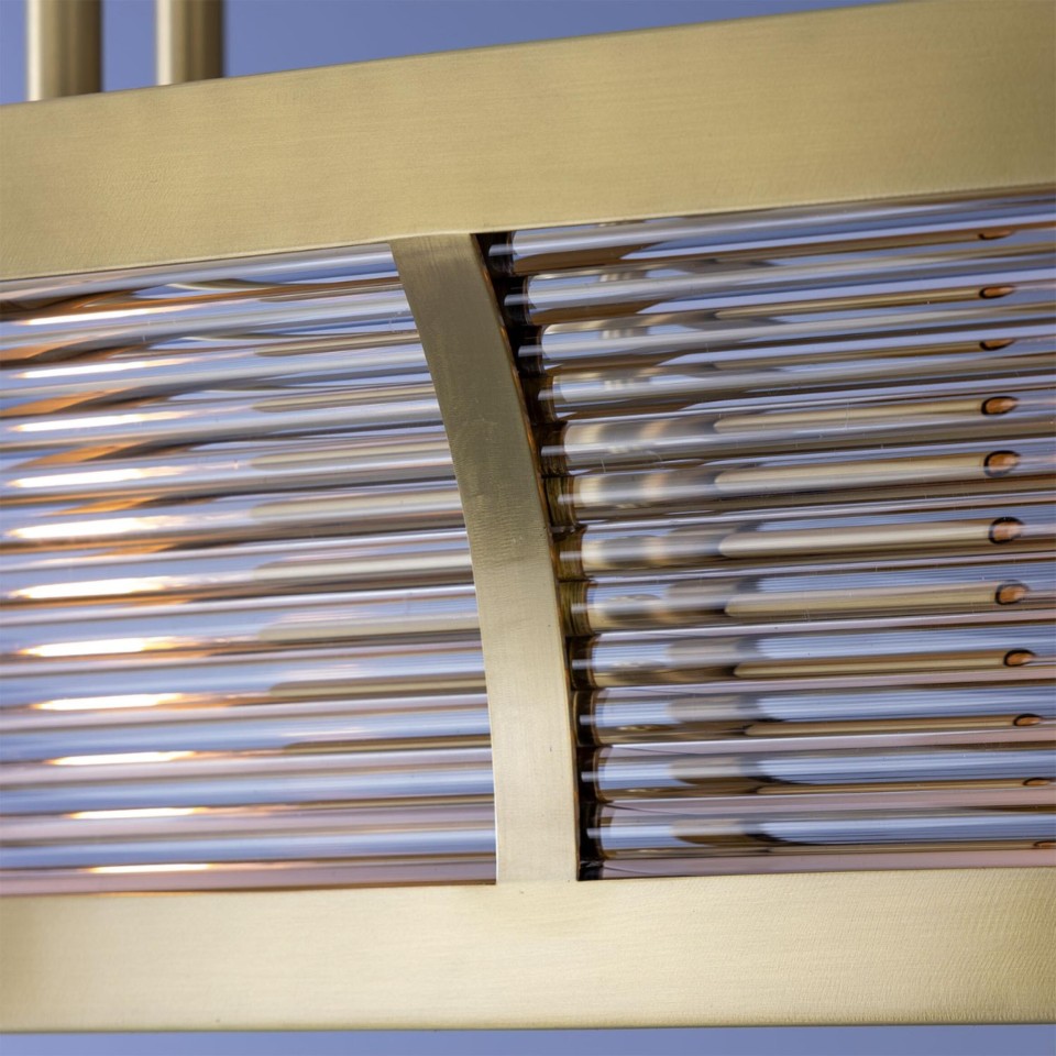 Lestrade linjär ljuskrona i mässing/glas 192 cm