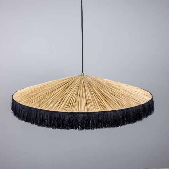 Syracuse Ceiling Light Raffia/Black Tassel/Brass 78 cm Syracuse Ceiling Light Raffia/Black Tassel/Brass 78 cm