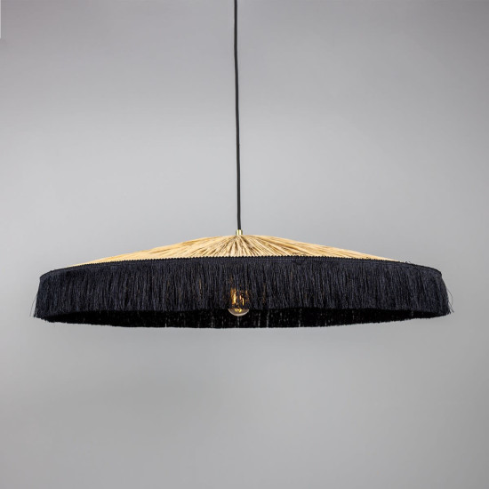 Syracuse Ceiling Light Raffia/Black Tassel/Brass 78 cm Syracuse Ceiling Light Raffia/Black Tassel/Brass 78 cm