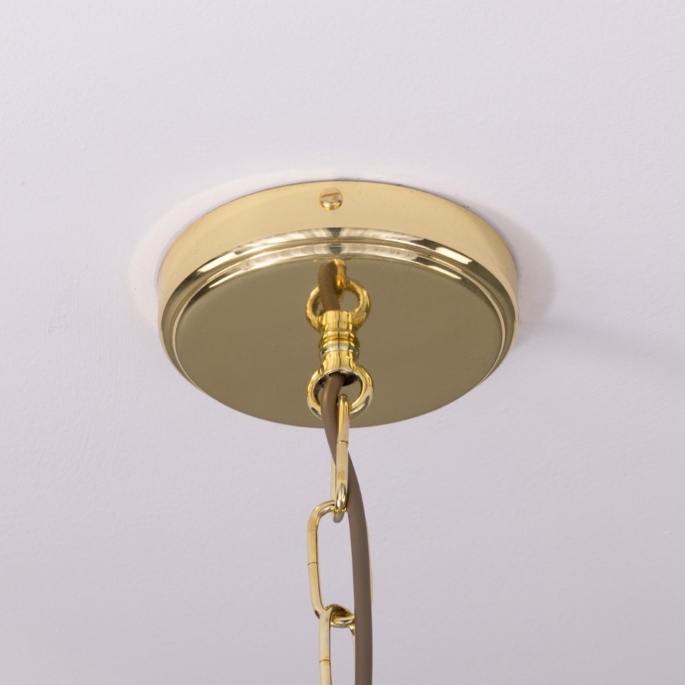 Genoa 21-lt chandelier brass/prismatic glass 158 cm