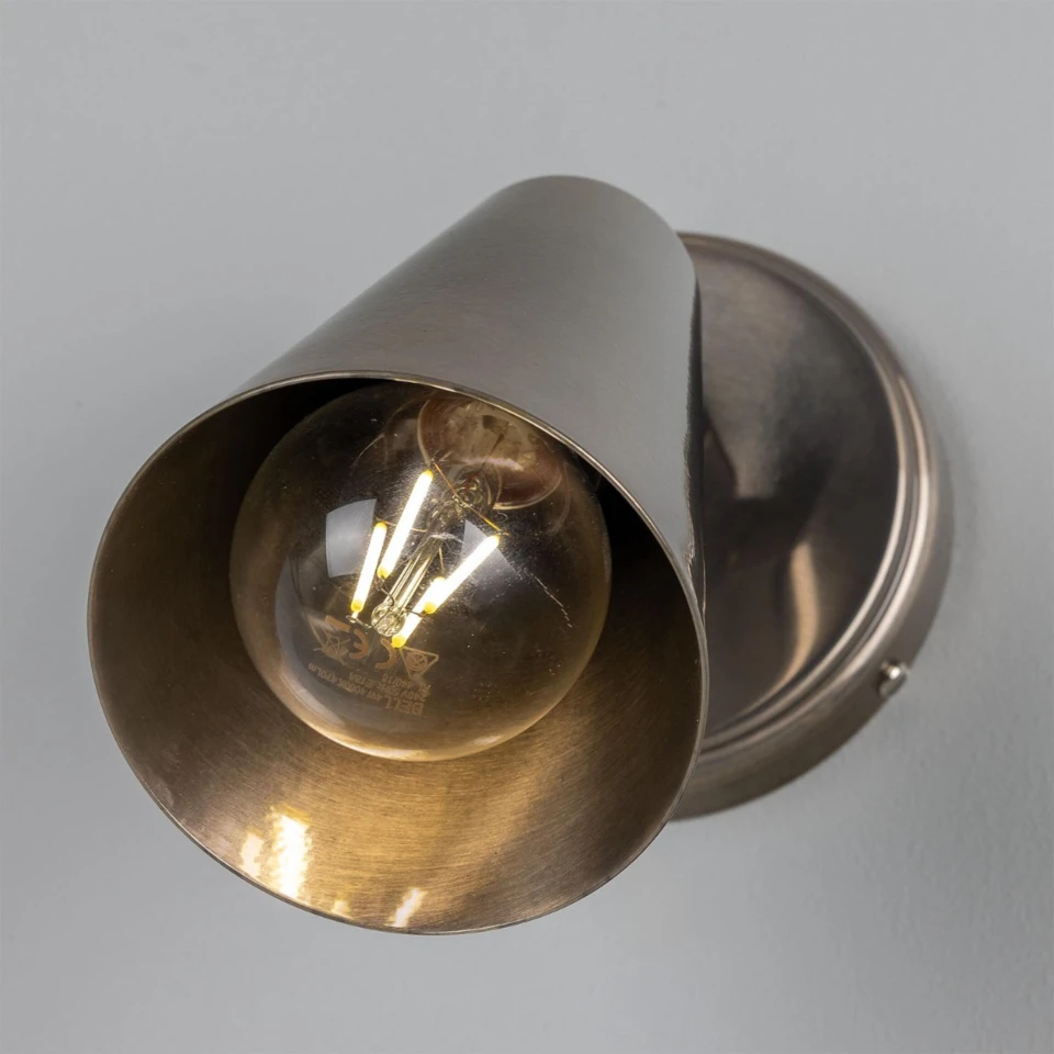 Cashel cone hotel wall light brass 20 cm