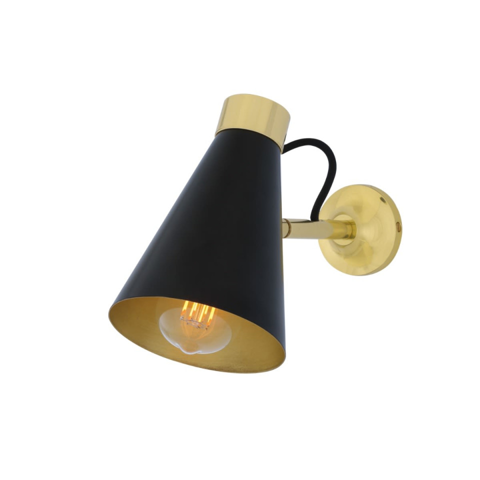 Preston Wall Light Black/White/Brass 19 cm Mullan Lighting Preston Wall Light Black/White/Brass 19 cm