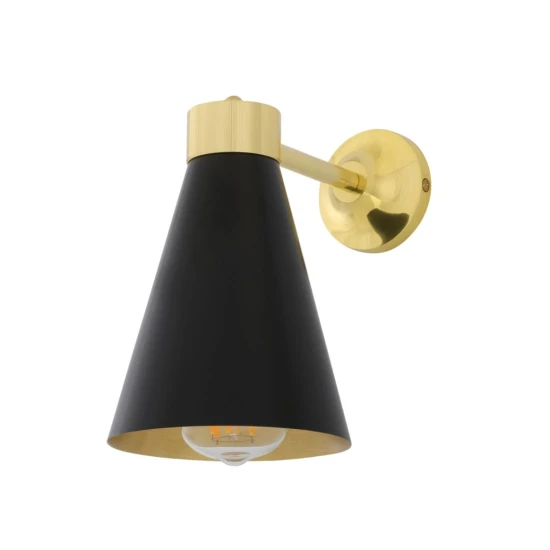 Kamina Wall Light Black/White/Brass 21 cm