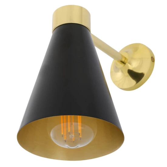 Kamina Wall Light Black/White/Brass 21 cm