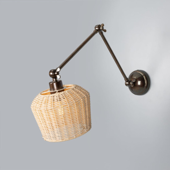 Manila vägglampa mässing/rattan 45-65 cm Manila vägglampa mässing/rattan 45-65 cm