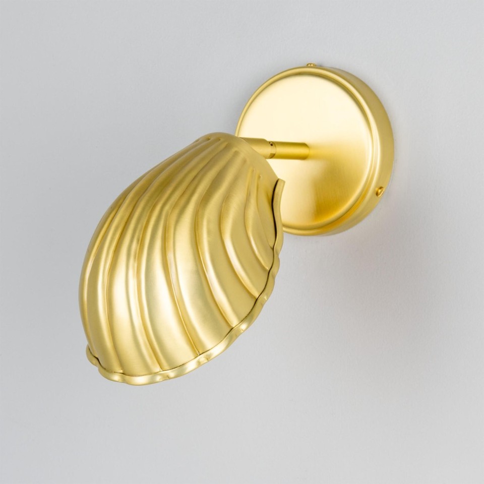 Shell väggslampa i mässing 26,5 cm