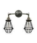 Rigo double cage wall light brass 33 cm