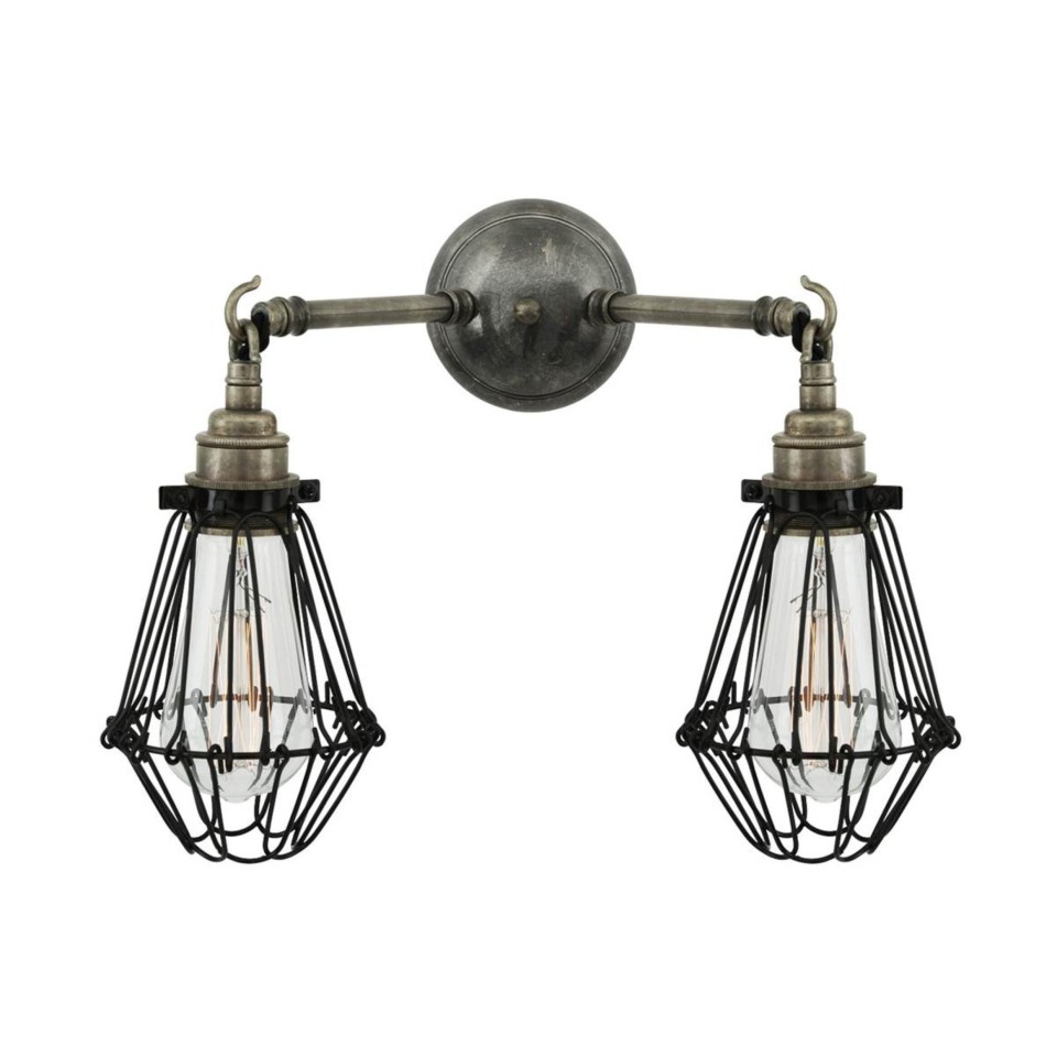 Rigo double cage wall light brass 33 cm