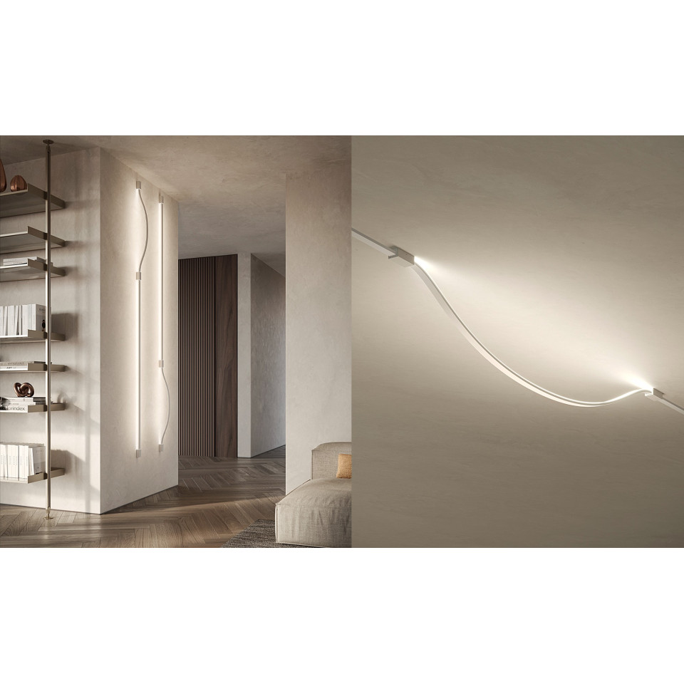 Bow tak/vägglampa mattsvart/trä 300 cm