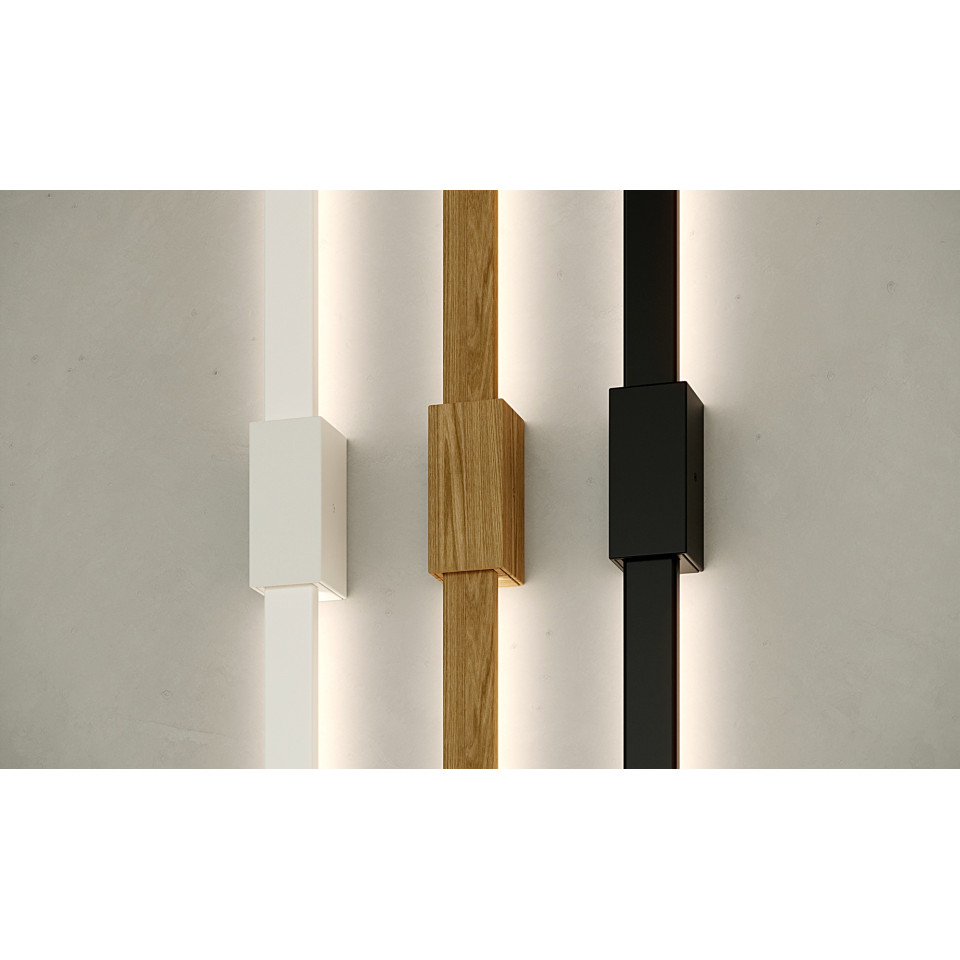 Bow tak/vägglampa mattsvart/trä 300 cm
