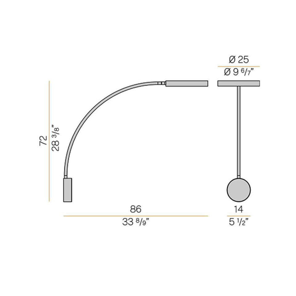 Dip hotellvägglampa 72cm