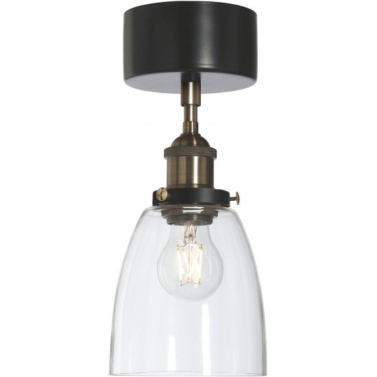 Rock Taklampa Svart/Mässing Klar 14cm